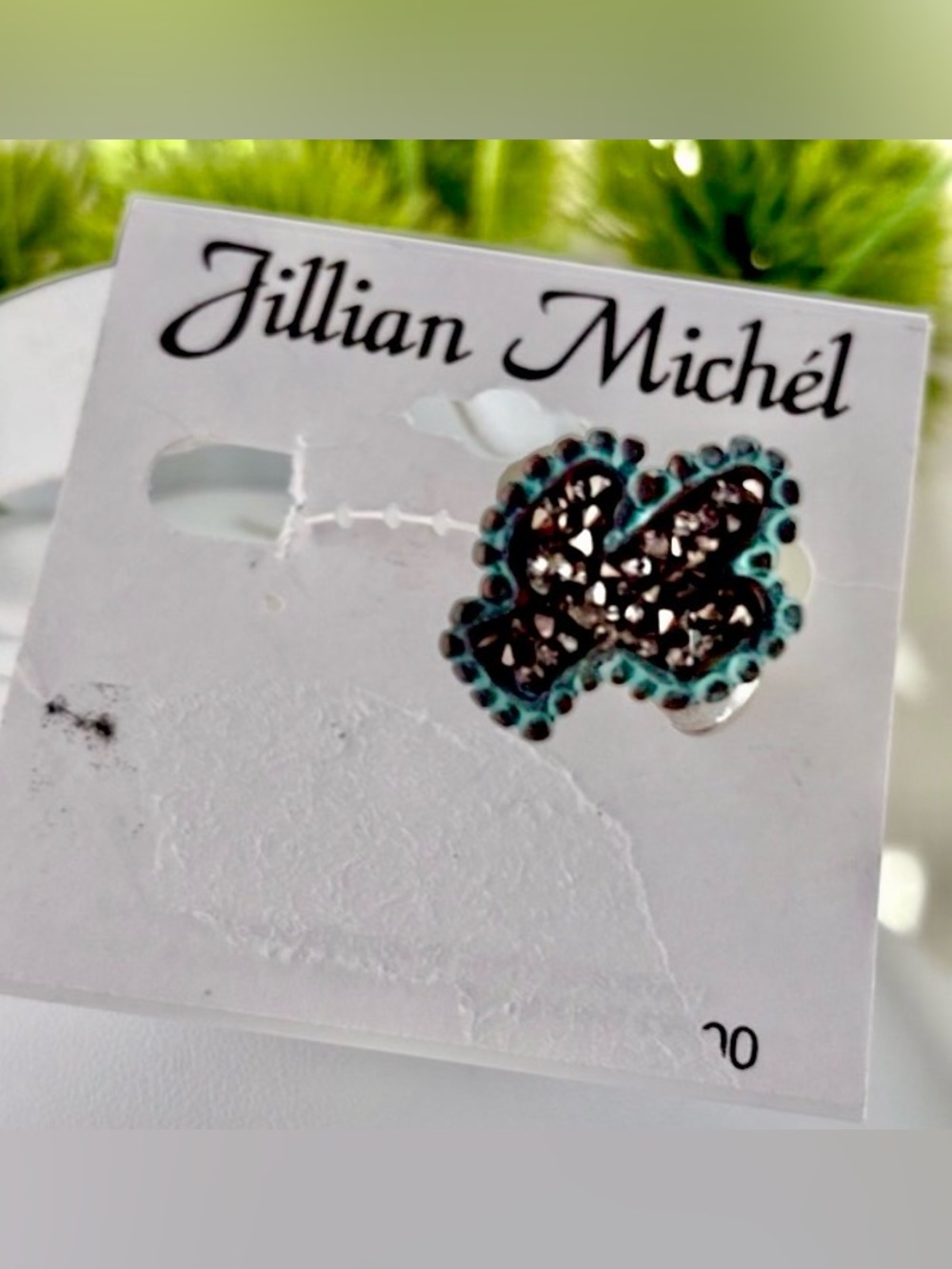 Jillian Michel Turquoise Cactus, rhinestones,stretch, silver-tone
